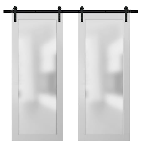 Sartodoors Double Barn Interior Door, 60" x 80", White PLANUM2102DB-WS-60
